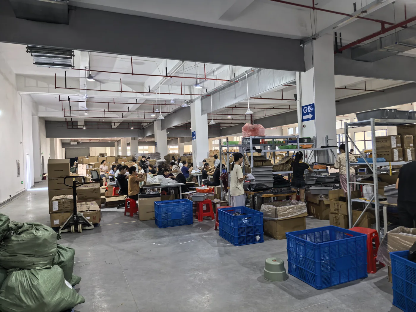 Wide view of staff working in the fulfillment area