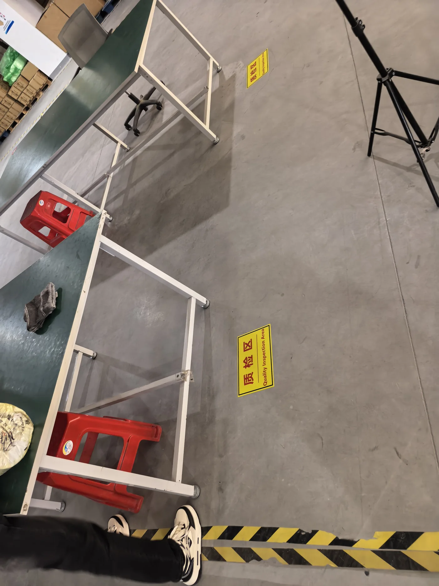 Marked inspection work area